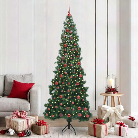 Árbol de Navidad Artificial de Esquina Verde 210 cm PVC y Metal