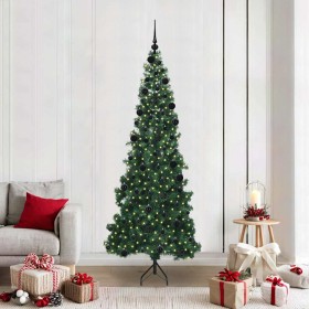 Árbol de Navidad Artificial de Esquina Verde 210 cm PVC y Metal