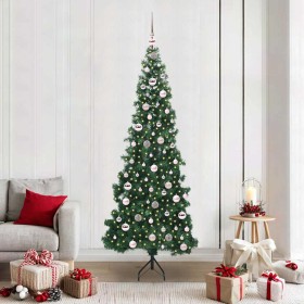 Árbol de Navidad Artificial de Esquina Verde 210 cm PVC y Metal