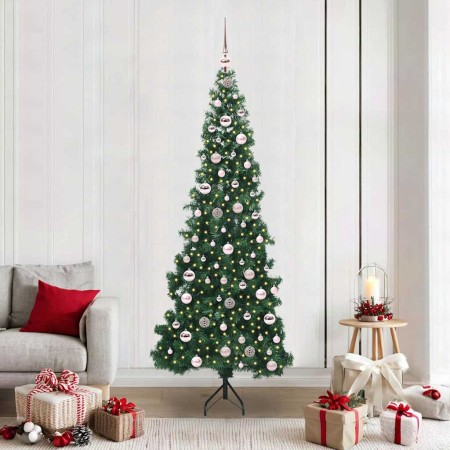 Árbol de Navidad Artificial de Esquina Verde 210 cm PVC y Metal