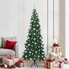 Árbol de Navidad Artificial de Esquina Verde 210 cm PVC y Metal