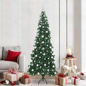 Árbol de Navidad Artificial de Esquina Verde 210 cm PVC y Metal