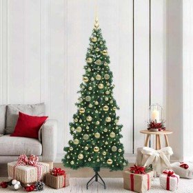 Árbol de Navidad Artificial de Esquina Verde 210 cm PVC y Metal