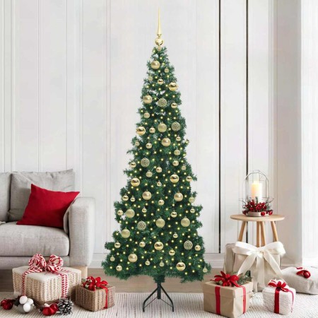 Árbol de Navidad Artificial de Esquina Verde 210 cm PVC y Metal