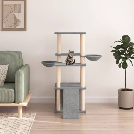 Katzenkratzbaum mit hellgrauen Sisalpfosten 133 cm von vidaXL, Katzenmöbel - Ref: Foro24-171757, Preis: 50,89 €, Rabatt: %