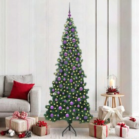 Árbol de Navidad Artificial de Esquina Verde 210 cm PVC y Metal