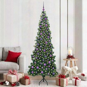 Árbol de Navidad Artificial de Esquina Verde 210 cm PVC y Metal