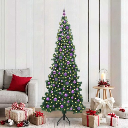 Árbol de Navidad Artificial de Esquina Verde 210 cm PVC y Metal