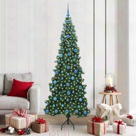 Árbol de Navidad Artificial de Esquina Verde 210 cm PVC y Metal