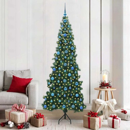 Árbol de Navidad Artificial de Esquina Verde 210 cm PVC y Metal
