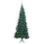 Árbol de Navidad Artificial de Esquina Verde 210 cm PVC y Metal