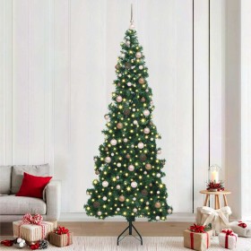 Árbol de Navidad Artificial de Esquina Verde 240 cm PVC y Metal