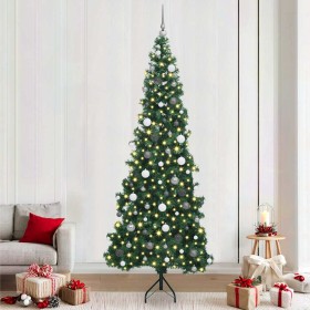 Árbol de Navidad Artificial de Esquina Verde 240 cm PVC y Metal