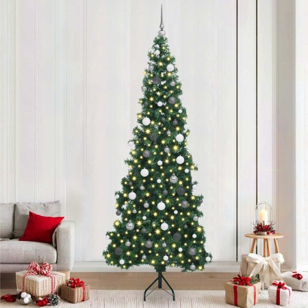 Árbol de Navidad Artificial de Esquina Verde 240 cm PVC y Metal