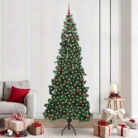 Árbol de Navidad Artificial de Esquina Verde 240 cm PVC y Metal