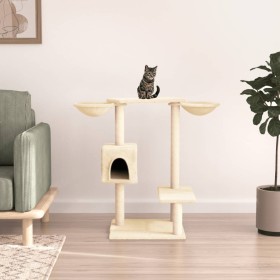 Rascador para gatos con postes para rascar color crema 82 cm