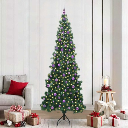 Árbol de Navidad Artificial de Esquina Verde 240 cm PVC y Metal