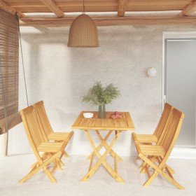 Conjunto de comedor de jardín 5 piezas madera maciza de teca