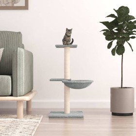 Rascador para gatos con postes de sisal gris claro 72 cm