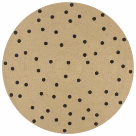 Alfombra de yute tejida a mano de yute estampado lunares 90 cm