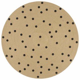 Alfombra de yute tejida a mano de yute estampado lunares 90 cm