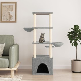Katzenkratzbaum mit hellgrauen Sisalpfosten 147 cm von vidaXL, Katzenmöbel - Ref: Foro24-171781, Preis: 76,01 €, Rabatt: %