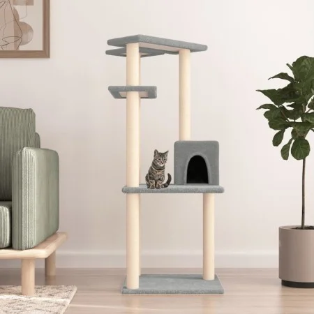 Cat scratching post with light gray sisal posts 123 cm by vidaXL, Cat furniture - Ref: Foro24-171784, Price: 41,78 €, Discoun...