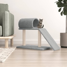 Rascador para gatos con túnel y escalera gris claro 55,5 cm
