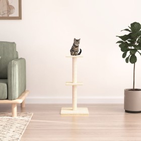 Rascador para gatos con postes de sisal color crema 73 cm
