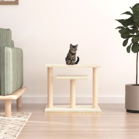 Postes rascadores para gatos con plataformas color crema 62,5cm