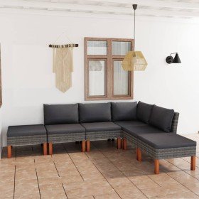 Set de muebles de jardín 8 pzas y cojines ratán sintético gris en Conjuntos de jardín | Comprar online en Foro24