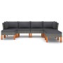 Set de muebles de jardín 7 pzas y cojines ratán sintético gris