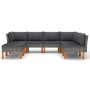 Set de muebles de jardín 8 pzas y cojines ratán sintético gris