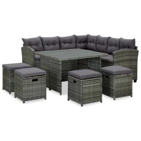 6-piece garden furniture set with gray synthetic rattan cushions by vidaXL, Garden sets - Ref: Foro24-315231, Price: 762,14 €...