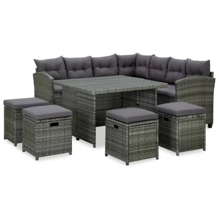 6-piece garden furniture set with gray synthetic rattan cushions by vidaXL, Garden sets - Ref: Foro24-315231, Price: 762,14 €...