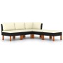 Set de muebles de jardín 5 pzas y cojines ratán sintético negro
