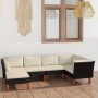Set de muebles de jardín 6 pzas y cojines ratán sintético negro