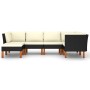 Set de muebles de jardín 6 pzas y cojines ratán sintético negro