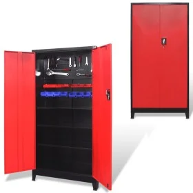 2-türiger Werkzeugschrank schwarz/roter Stahl 90x40x180 cm von vidaXL, Werkzeugschränke - Ref: Foro24-20158, Preis: 531,60 €,...