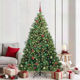 Árbol de Navidad artificial con 300 LED Verde 210 cm PE y PVC