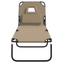 Tumbona plegable acero recubrimiento en polvo tela Oxford taupe de vidaXL, Tumbonas - Ref: Foro24-360179, Precio: 101,87 €, D...
