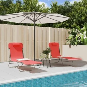Folding sun loungers 2 pcs steel and red textilene by vidaXL, Loungers - Ref: Foro24-360182, Price: 75,09 €, Discount: %
