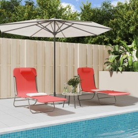 Klappbare Sonnenliegen 2 Stück aus Stahl und rotem Textilene von vidaXL, Liegen - Ref: Foro24-360182, Preis: 87,36 €, Rabatt: %
