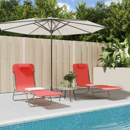 Folding sun loungers 2 pcs steel and red textilene by vidaXL, Loungers - Ref: Foro24-360182, Price: 75,09 €, Discount: %