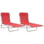 Tumbonas plegables 2 uds acero y textilene rojo de vidaXL, Tumbonas - Ref: Foro24-360182, Precio: 81,06 €, Descuento: %