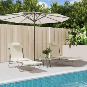 Folding sun loungers 2 units steel and cream textilene by vidaXL, Loungers - Ref: Foro24-360185, Price: 85,18 €, Discount: %
