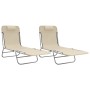 Tumbonas plegables 2 uds acero y textilene color crema de vidaXL, Tumbonas - Ref: Foro24-360185, Precio: 112,45 €, Descuento: %