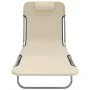 Tumbonas plegables 2 uds acero y textilene color crema de vidaXL, Tumbonas - Ref: Foro24-360185, Precio: 89,52 €, Descuento: %