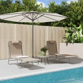 Folding sun loungers 2 units steel and taupe gray textilene by vidaXL, Loungers - Ref: Foro24-360186, Price: 93,18 €, Discoun...