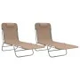 Folding sun loungers 2 units steel and taupe gray textilene by vidaXL, Loungers - Ref: Foro24-360186, Price: 92,06 €, Discoun...